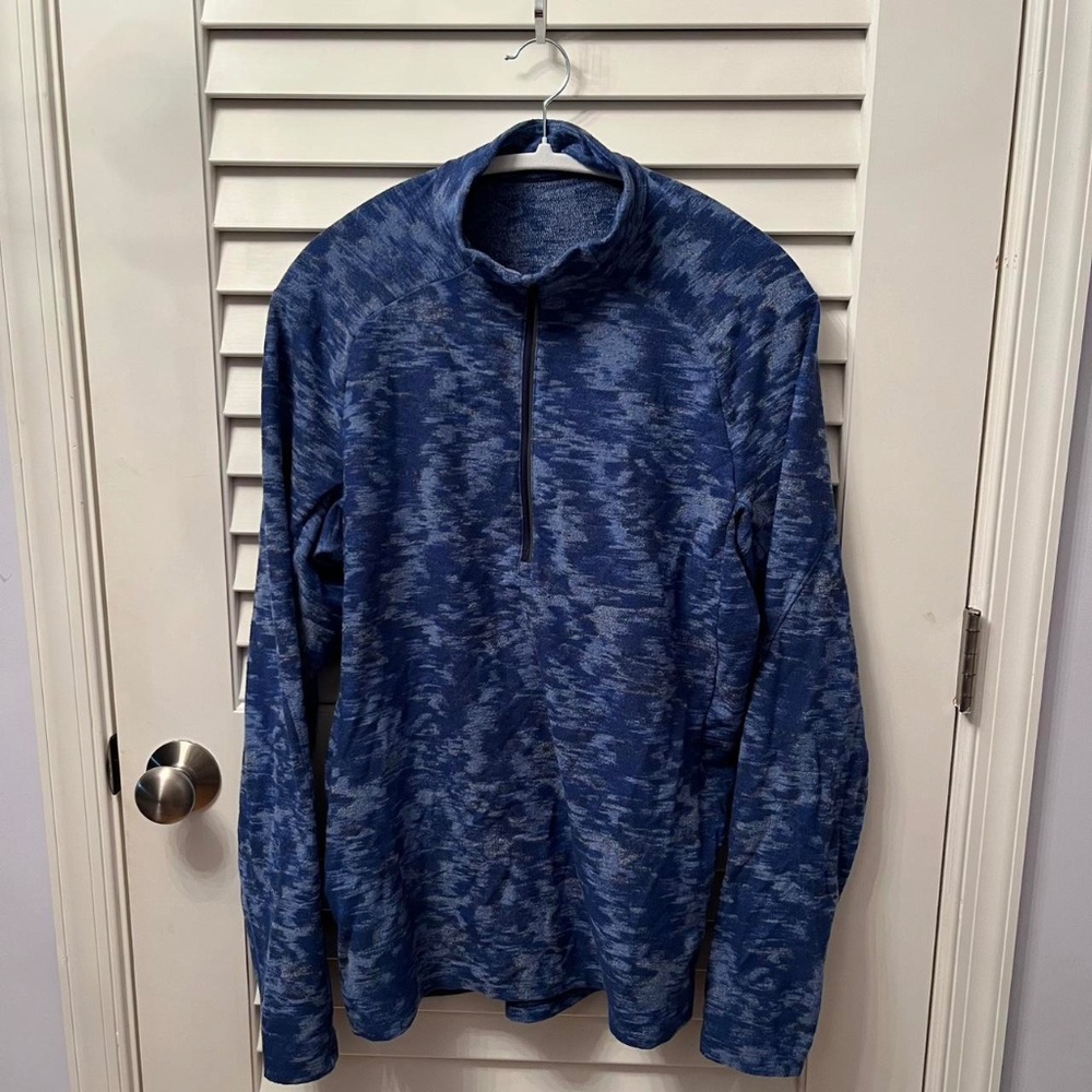 “Chambray Mineral Blue” LULULEMON “Data Rush Mini Jacquard” Surge Warm Half-Zip